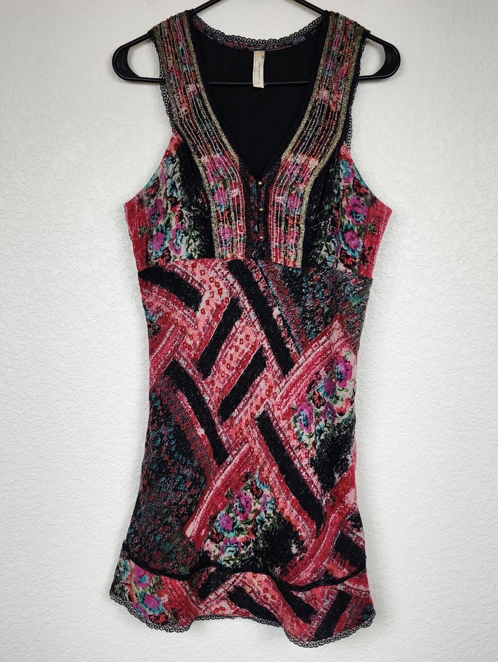 Free People Vintage Wool Size 12 Beaded Dress
